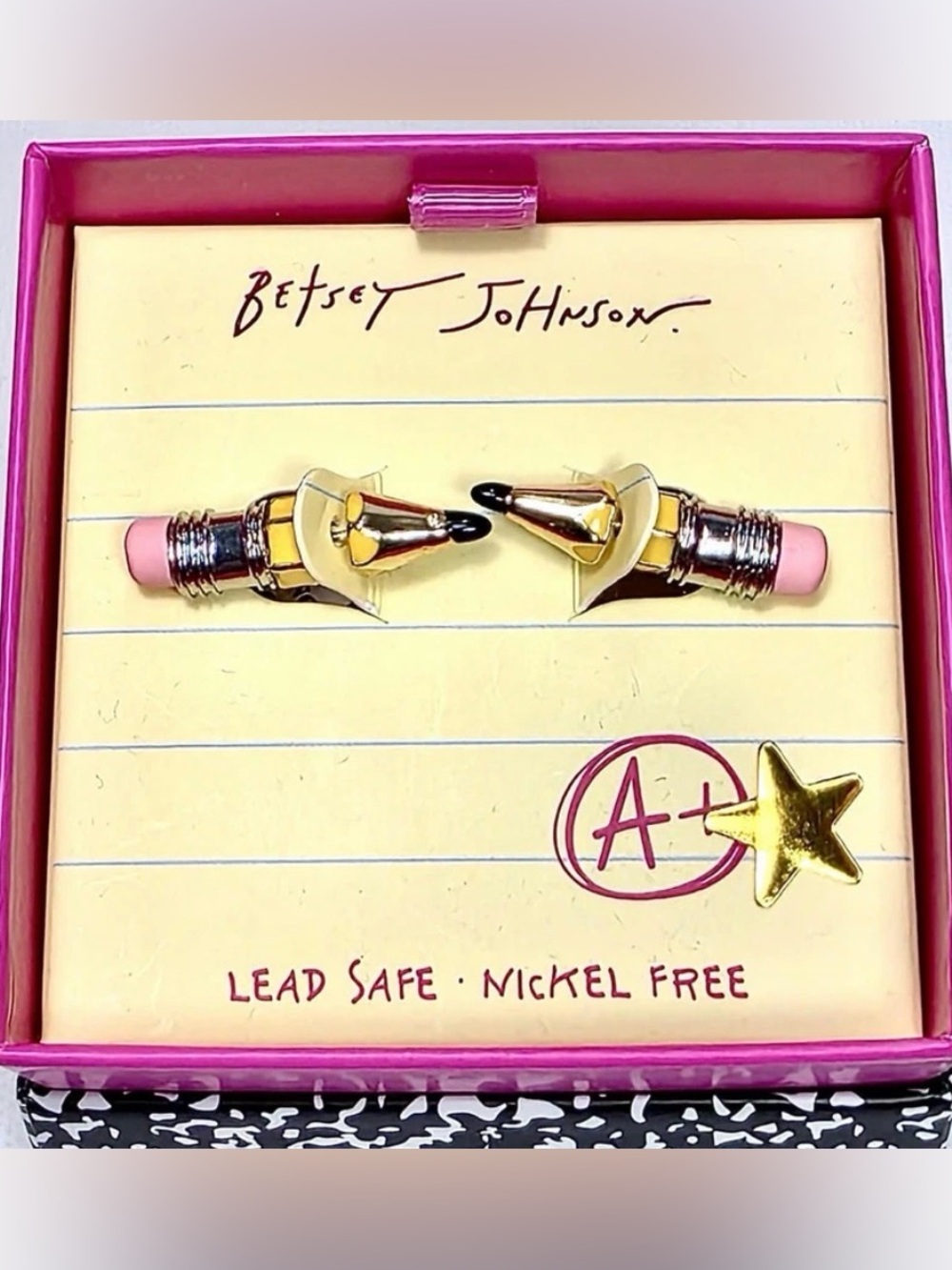 New Betsey Johnson  Pencil Tip Stud Earrings